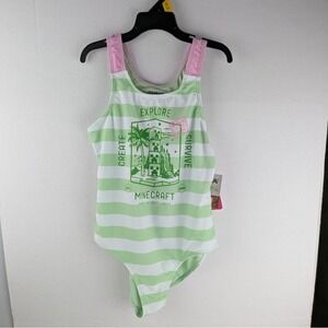 Minecraft Girls  Swim One Piece - Green and Pink